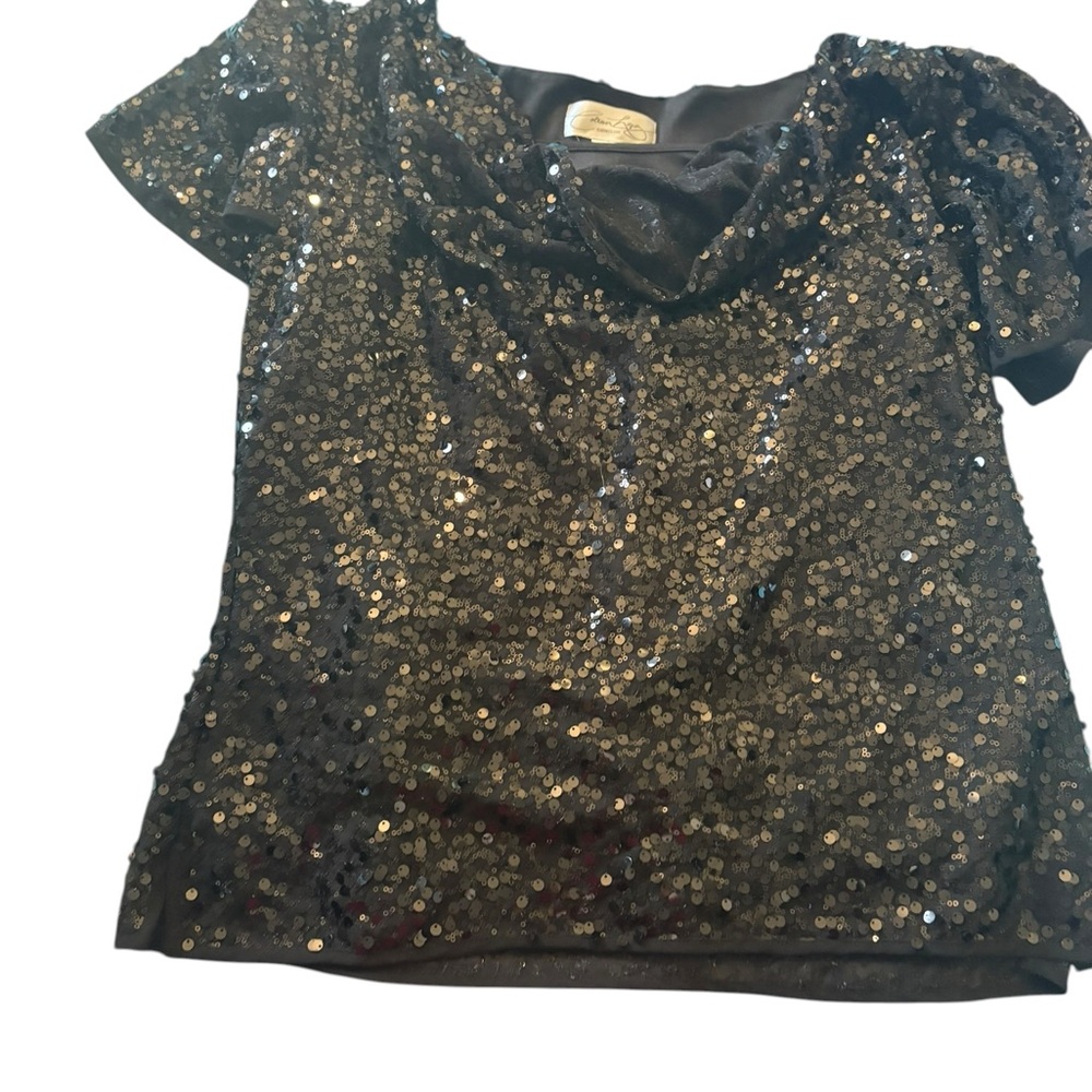 Colleen Lopez Black Sequin Blouse